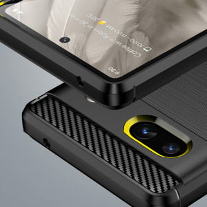 Husa pentru Google Pixel 7a din silicon, SLIM, cu textură Fibra Carbon Skyddar - Negru - Img 5