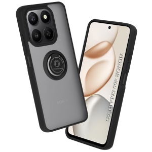 Husa pentru Honor 400 Smart / X7d 4G, SKYDDAR INNOVATION, Glinth cu Inel Rotativ 360° Magnetic, set cu sticker, Negru