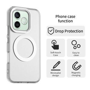 Husa pentru Honor 600 / 600 Pro, MagSafe, Antisoc, Margini ridicate, Mat, set cu sticker, CandyCase, Alb - Img 2