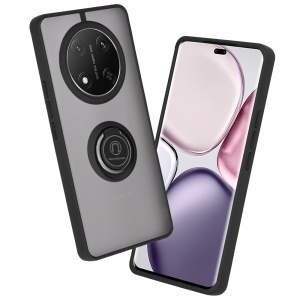 Husa pentru Honor Magic 7 Lite / X9c, SKYDDAR INNOVATION, Glinth cu Inel Rotativ 360° Magnetic, Negru, set cu sticker