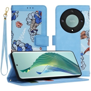 Husa pentru Honor Magic5 Lite, SKYDDAR INNOVATION, Flipcraft din Piele Ecologică, Stand Integrat, Buzunare pentru Carduri, set cu sticker, Bleu