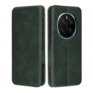 Husa pentru Honor Magic7 Pro, SKYDDAR INNOVATION, Safe Wallet tip carte din Piele Ecologica, Suport Carduri, Inchidere Magnetica, Verde, set cu sticker
