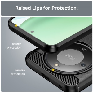 Husa pentru Honor Magic8 Lite, , din Silicon Slim, cu textura Fibra Carbon, Skyddar Carbon Silicone, set cu sticker, Negru - Img 6