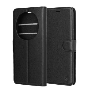 Husa pentru Honor Magic8 Pro, SKYDDAR INNOVATION, Leather Folio tip Carte, cu Portofel Interior, Finisaje Premium, set cu sticker, Negru - Img 6