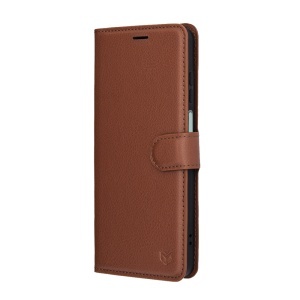 Husa pentru Honor X5c Plus, SKYDDAR INNOVATION, Leather Folio tip Carte, cu Portofel Interior, Finisaje Premium, set cu sticker, Maro - Img 4