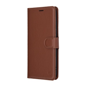 Husa pentru Honor X8c, SKYDDAR INNOVATION, Leather Wallet, tip Carte cu Portofel Interior, Finisaje Premium, set cu sticker, Maro - Img 4