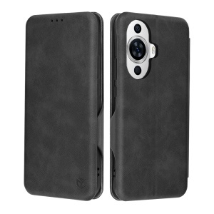 Husa pentru Huawei nova 11 / nova 12s, SKYDDAR INNOVATION, Safe Wallet tip carte din Piele Ecologica, Suport Carduri, Inchidere Magnetica, Negru, set cu sticker