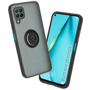 Husa pentru Huawei P40 Lite, SKYDDAR INNOVATION, Glinth cu Inel Rotativ 360° Magnetic, Negru, set cu sticker