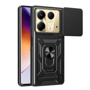 Husa pentru Infinix Note 40, SKYDDAR INNOVATION, CamShield, Inel magnetic, set cu sticker, Negru