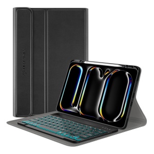 Husa pentru iPad Pro 11 (2024) / iPad Pro 11 (2025) cu Tastatura Bluetooth si Protectie 360°, CozyTab, Negru, set cu sticker