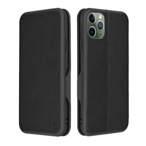 Husa pentru iPhone 11 Pro Max, SKYDDAR INNOVATION, Safe Wallet tip carte din Piele Ecologica, Suport Carduri, Inchidere Magnetica, Negru, set cu sticker  - Img 1