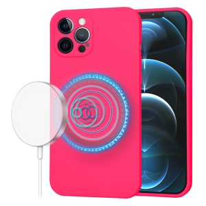 Husa pentru iPhone 12 Pro Max din Silicon Catifelat, Protectie Premium, Skyddar SoftElegance MagSafe - Fucsia - Img 7