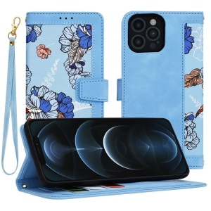 Husa pentru iPhone 12 Pro Max, SKYDDAR INNOVATION, Flipcraft din Piele Ecologică, Stand Integrat, Buzunare pentru Carduri, set cu sticker, Bleu