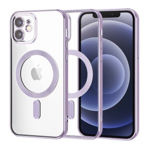 Husa pentru iPhone 12, SKYDDAR INNOVATION, Luxury Shield Magsafe, Protectie Antisoc, Mov, set cu sticker