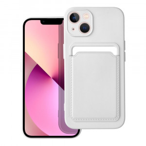 Husa pentru iPhone 13 din silicon Suport Card, set cu sticker, Cards Case, Alb - Img 1