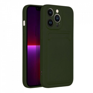 Husa pentru iPhone 13 Pro din silicon Suport Card, set cu sticker, Cards Case, Verde - Img 2
