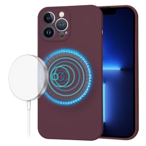Husa pentru iPhone 13 Pro Max din Silicon Catifelat, Protectie Premium, Skyddar SoftElegance MagSafe - Bordo - Img 7