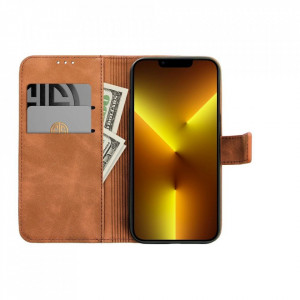 Husa pentru iPhone 13 Pro Max tip carte magnetic, Skyddar Tender - Maro - Img 5