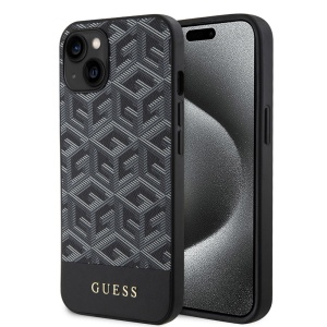 Husa pentru iPhone 15, GCube Stripes MagSafe, Guess, Negru