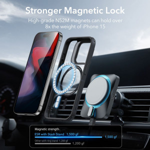 Husa pentru iPhone 15 Pro - ESR Classic Hybrid HaloLock Kickstand - Clear Black - Img 6