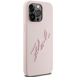 Husa pentru iPhone 15 Pro, Liquid Silicone, Karl Lagerfeld, Roz - Img 4