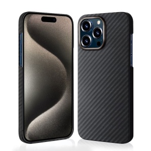 Husa pentru iPhone 15 Pro Max, Antisoc, SKYDDAR INOVATION, Aramid Fibe Magsafe, set cu sticker, Negru