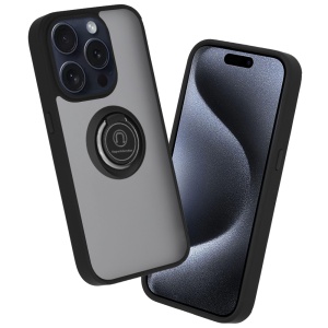 Husa pentru iPhone 15 Pro Max, SKYDDAR INNOVATION, Glinth+ cu Inel Rotativ 360°, Compatibilitate Magnetica, Negru, set cu sticker  - Img 1
