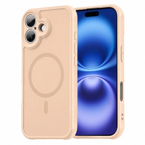 Husa pentru iPhone 16, Antisoc, HaloFrost MagSafe II, set cu sticker, Auriu