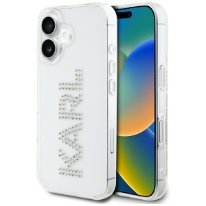 Husa pentru iPhone 16 IML Rhinestones, Karl Lagerfeld - Transparenta
