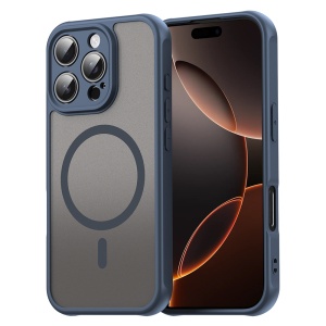 Husa pentru iPhone 16 Pro, SKYDDAR INNOVATION, HaloFrost MagSafe II, Antisoc, set cu sticker, Bleumarin