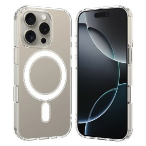Husa pentru iPhone 16 Pro, SKYDDAR INNOVATION, MagSafe Pro din silicon, set cu sticker, Transparent