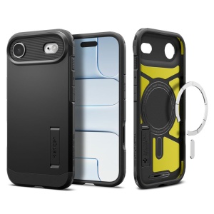 Husa pentru iPhone 17 Air, Antisoc, Spigen Tough Armor T MagSafe, Negru