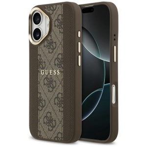 Husa pentru iPhone 17, Hardcase 4G Stripe MagSafe, Guess, Maro