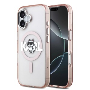Husa pentru iPhone 17, Karl Lagerfeld, IML MagSafe, Roz
