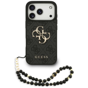 Husa pentru iPhone 17 Pro cu snur, Hardcase 4G Classic Logo with Strap, Guess, Negru