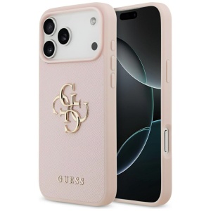 Husa pentru iPhone 17 Pro, Hardcase 4G Grained Big and Classic Logo, Guess, Roz