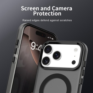 Husa pentru iPhone 17 Pro, MagSafe, Antisoc, set cu sticker, CandyCase, Negru - Img 9