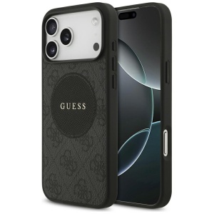Husa pentru iPhone 17 Pro Max, 4G Circle Classic Logo MagSafe, Guess, Negru