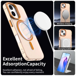 Husa pentru iPhone 17 Pro Max, MagSafe, Antisoc, set cu sticker, CandyCase, Portocaliu - Img 3