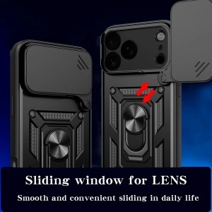 Husa pentru iPhone 17 Pro, SKYDDAR INNOVATION, CamShield, Inel magnetic, set cu sticker, Negru - Img 3
