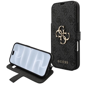 Husa pentru iPhone 18 Pro / iPhone 17 Pro - Guess Book 4G Metal Logo (GUBKP18L4GMGGR) - Black