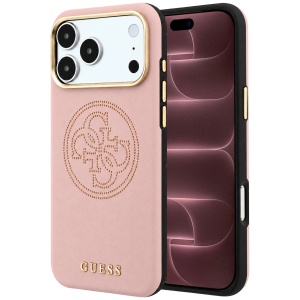 Husa pentru iPhone 18 Pro Max / iPhone 17 Pro Max - Guess Leather Perforated 4G MagSafe (GUHMP18X6PS4SRGP) - Pink