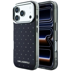 Husa pentru iPhone 18 Pro Max / iPhone 17 Pro Max - Karl Lagerfeld IML Rhinestones and Electroplated Logo (KLHCP18X6HCRDKLK) - Black