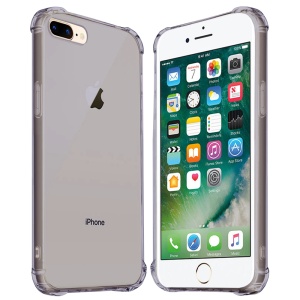 Husa pentru iPhone 8 Plus / 7 Plus, SKYDDAR INNOVATION, Shockproof Clear Silicone, Silicon Slim, set cu sticker, Fumuriu