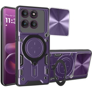 Husa pentru Motorola Edge 60 Pro, SKYDDAR INNOVATION, CamGuard Pro, Inel Magnetic, Protectie Camera, Mov, set cu sticker - Img 1