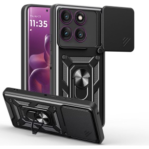 Husa pentru Motorola Edge 60 Pro, SKYDDAR INNOVATION, CamShield, Negru, set cu sticker