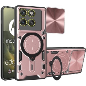 Husa pentru Motorola Edge 70, SKYDDAR INNOVATION, CamGuard Pro, Inel Magnetic, Protectie Camera, set cu sticker, Roz auriu