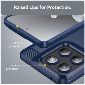 Husa pentru Motorola Edge 70, SKYDDAR INNOVATION, Carbon Silicone, din Silicon Slim, cu textura Fibra Carbon, set cu sticker, Albastru - Img 3