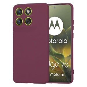 Husa pentru Motorola Edge 70, SKYDDAR INNOVATION, din Silicon Catifelat, SoftElegance, set cu sticker, Bordo
