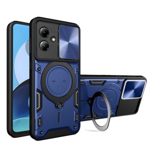 Husa pentru Motorola Moto G14, SKYDDAR INNOVATION, CamGuard Pro, Inel Magnetic, Protectie Camera, set cu sticker, Albastru